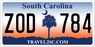 SC license plate ZOD784