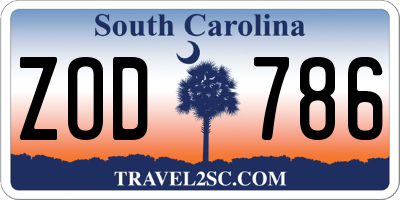 SC license plate ZOD786