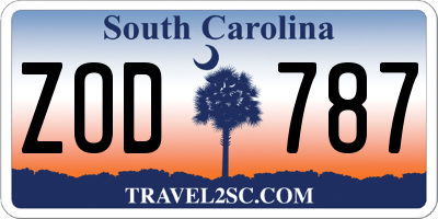 SC license plate ZOD787