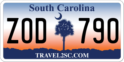 SC license plate ZOD790