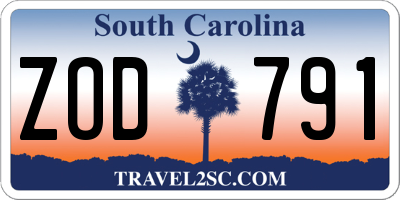 SC license plate ZOD791