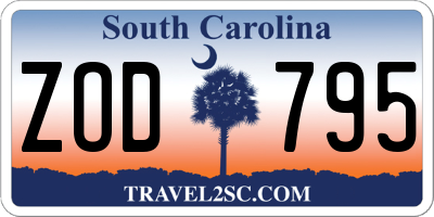 SC license plate ZOD795