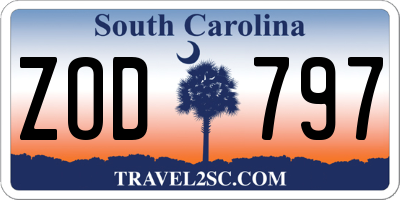 SC license plate ZOD797