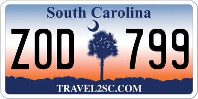 SC license plate ZOD799
