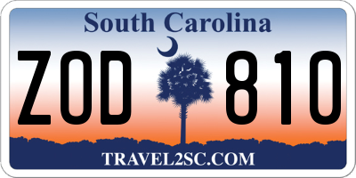 SC license plate ZOD810