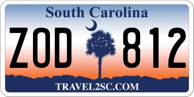 SC license plate ZOD812