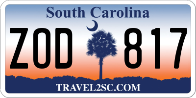 SC license plate ZOD817