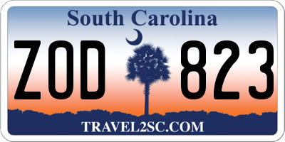 SC license plate ZOD823