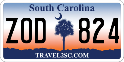 SC license plate ZOD824