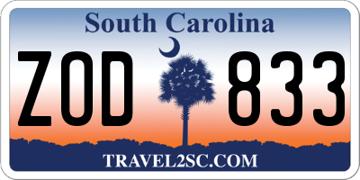 SC license plate ZOD833