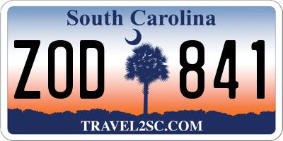 SC license plate ZOD841