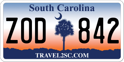 SC license plate ZOD842
