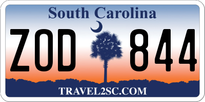 SC license plate ZOD844