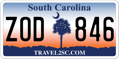 SC license plate ZOD846
