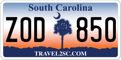 SC license plate ZOD850