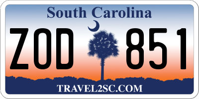 SC license plate ZOD851