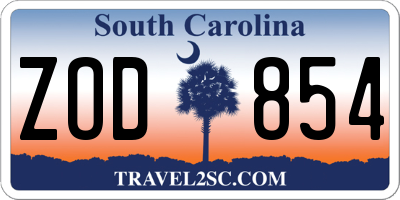 SC license plate ZOD854