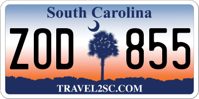 SC license plate ZOD855
