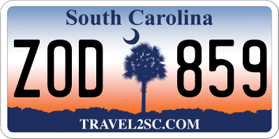SC license plate ZOD859