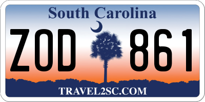 SC license plate ZOD861