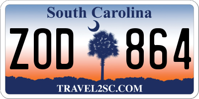 SC license plate ZOD864