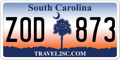 SC license plate ZOD873