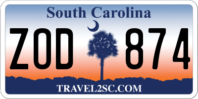 SC license plate ZOD874