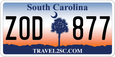 SC license plate ZOD877