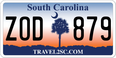SC license plate ZOD879
