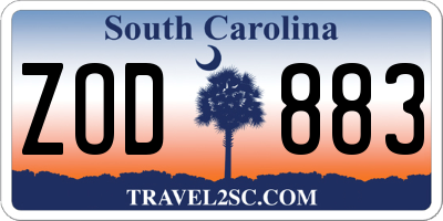SC license plate ZOD883