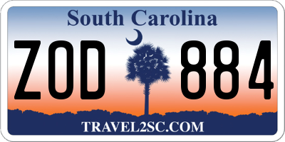 SC license plate ZOD884