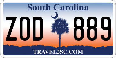 SC license plate ZOD889