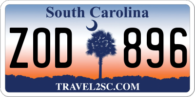 SC license plate ZOD896