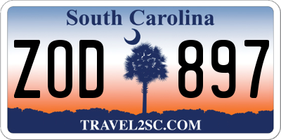 SC license plate ZOD897
