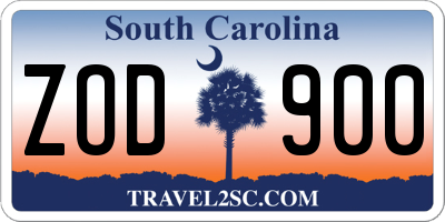 SC license plate ZOD900