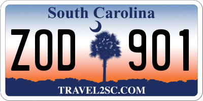 SC license plate ZOD901