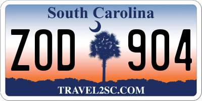 SC license plate ZOD904