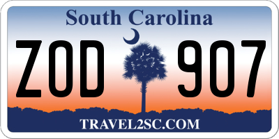SC license plate ZOD907