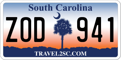 SC license plate ZOD941