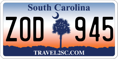 SC license plate ZOD945