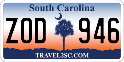 SC license plate ZOD946