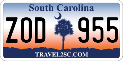 SC license plate ZOD955