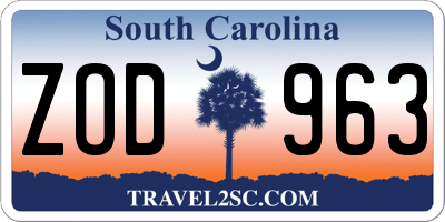SC license plate ZOD963