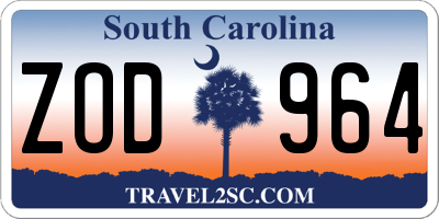 SC license plate ZOD964