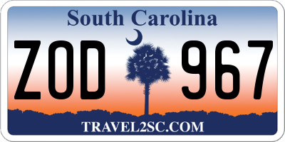 SC license plate ZOD967