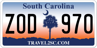 SC license plate ZOD970