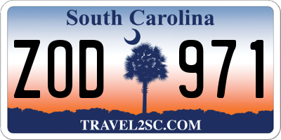 SC license plate ZOD971