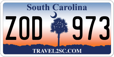 SC license plate ZOD973