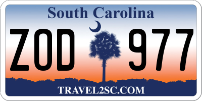 SC license plate ZOD977