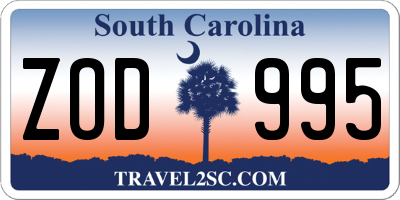 SC license plate ZOD995